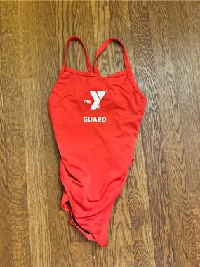 Red Lifeguard One-Piece Swimsuit with YMCA Logo